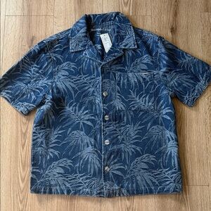 River Island Denim Navy Leaf Print Men's Shirt